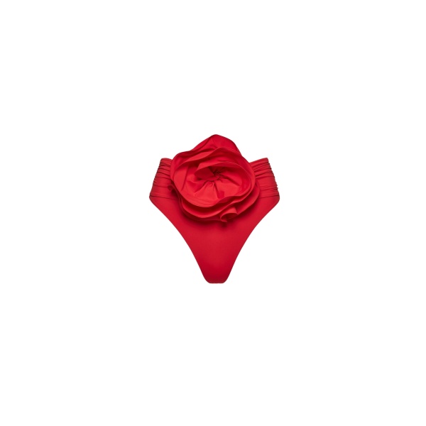 Magda Butrym High-waisted flower appliqué swim bottom in red