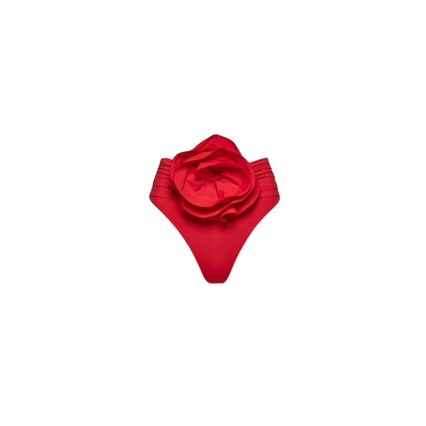 Magda Butrym High-waisted flower appliqué swim bottom in red