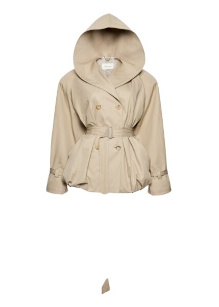 Magda Butrym Hooded belted bubble jacket in beige