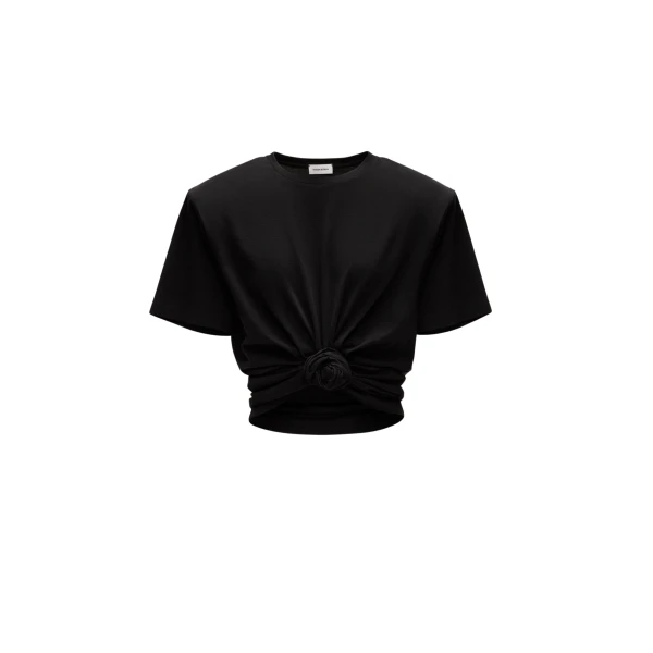 Magda Butrym Knotted ribbed t-shirt in black Top