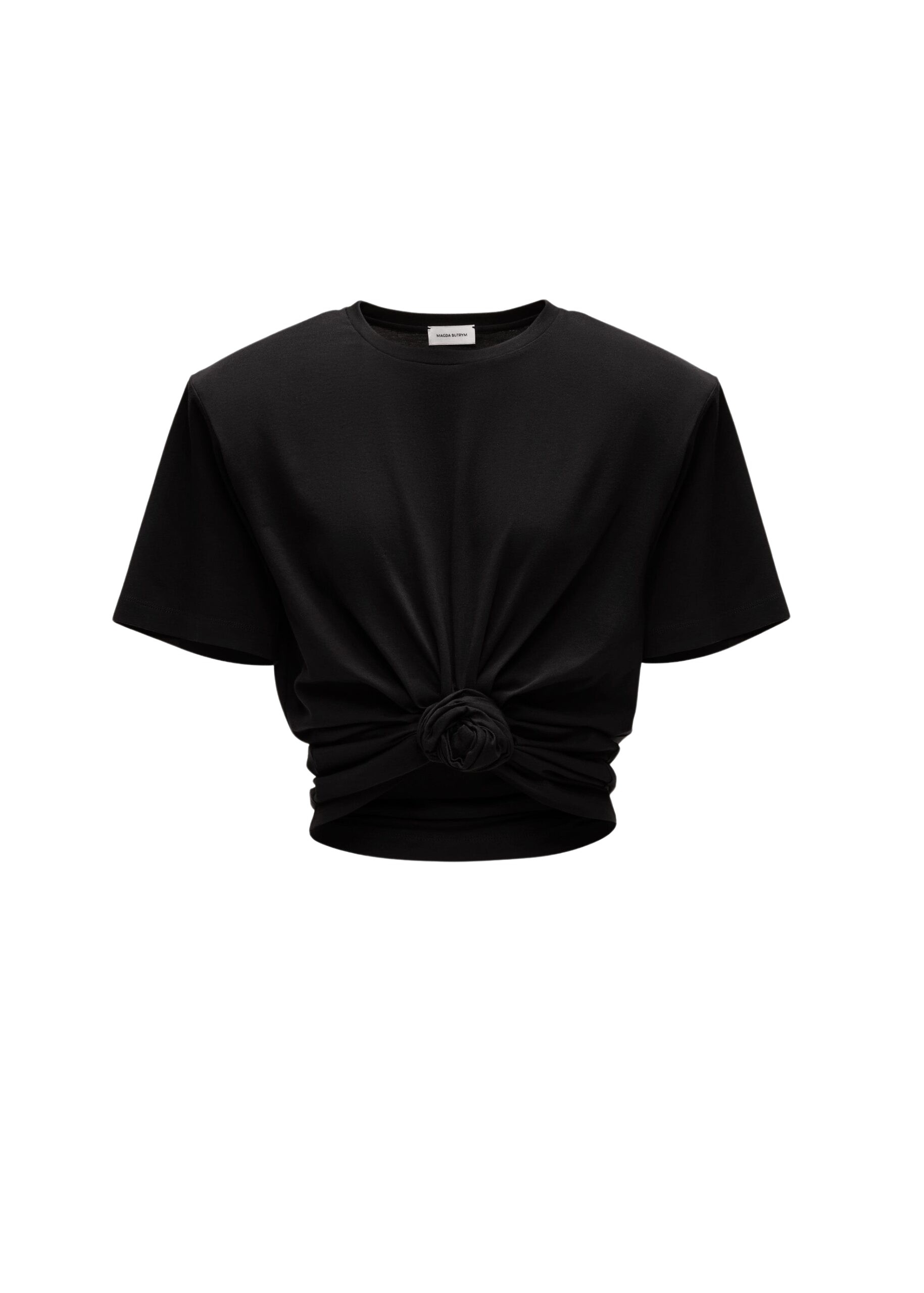 Magda Butrym Knotted ribbed t-shirt in black Top