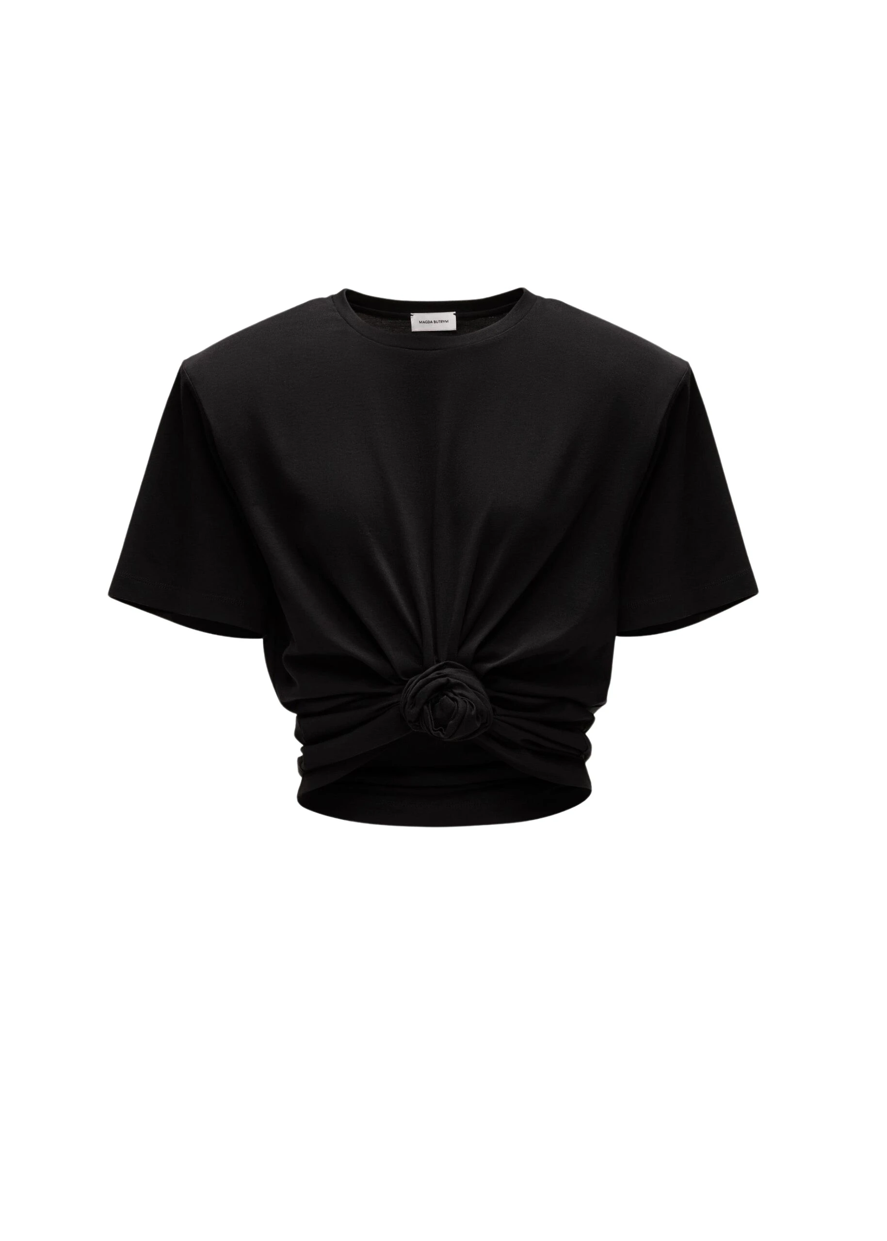 Magda-Butrym-Knotted-ribbed-t-shirt-in-black-scaled44196_nobg Magda Butrym Knotted ribbed t-shirt in black Top