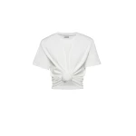 Magda Butrym Knotted ribbed t-shirt in cream Top