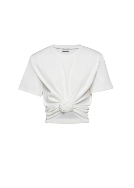 Magda Butrym Knotted ribbed t-shirt in cream