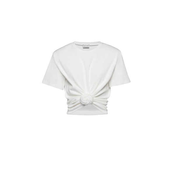 Magda Butrym Knotted ribbed t-shirt in cream