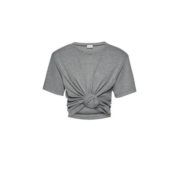 Magda Butrym Knotted ribbed t-shirt in grey Top
