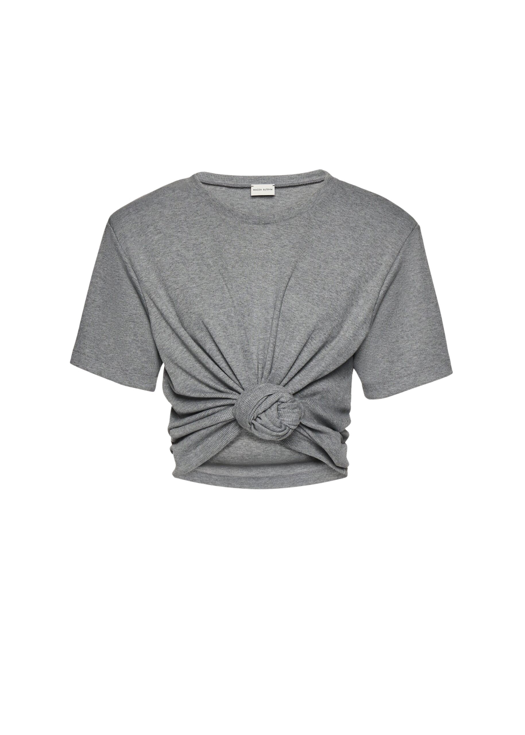 Magda Butrym Knotted ribbed t-shirt in grey Top