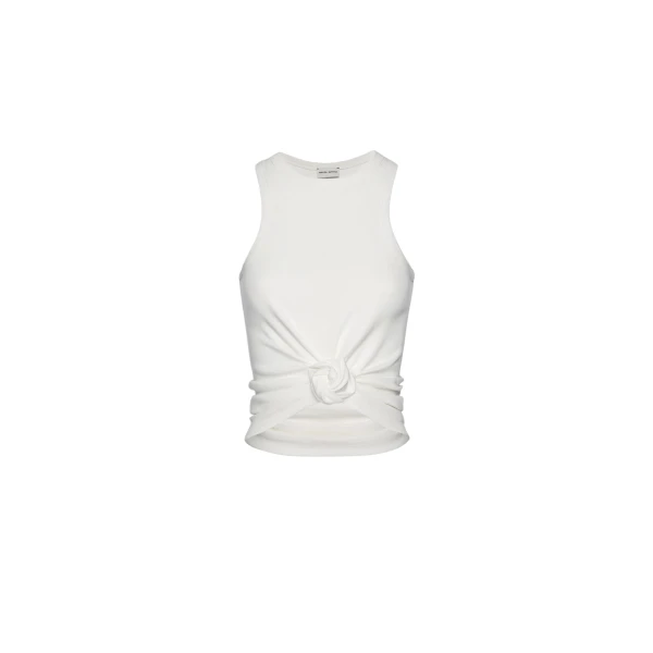 Magda Butrym Knotted ribbed tank top in cream