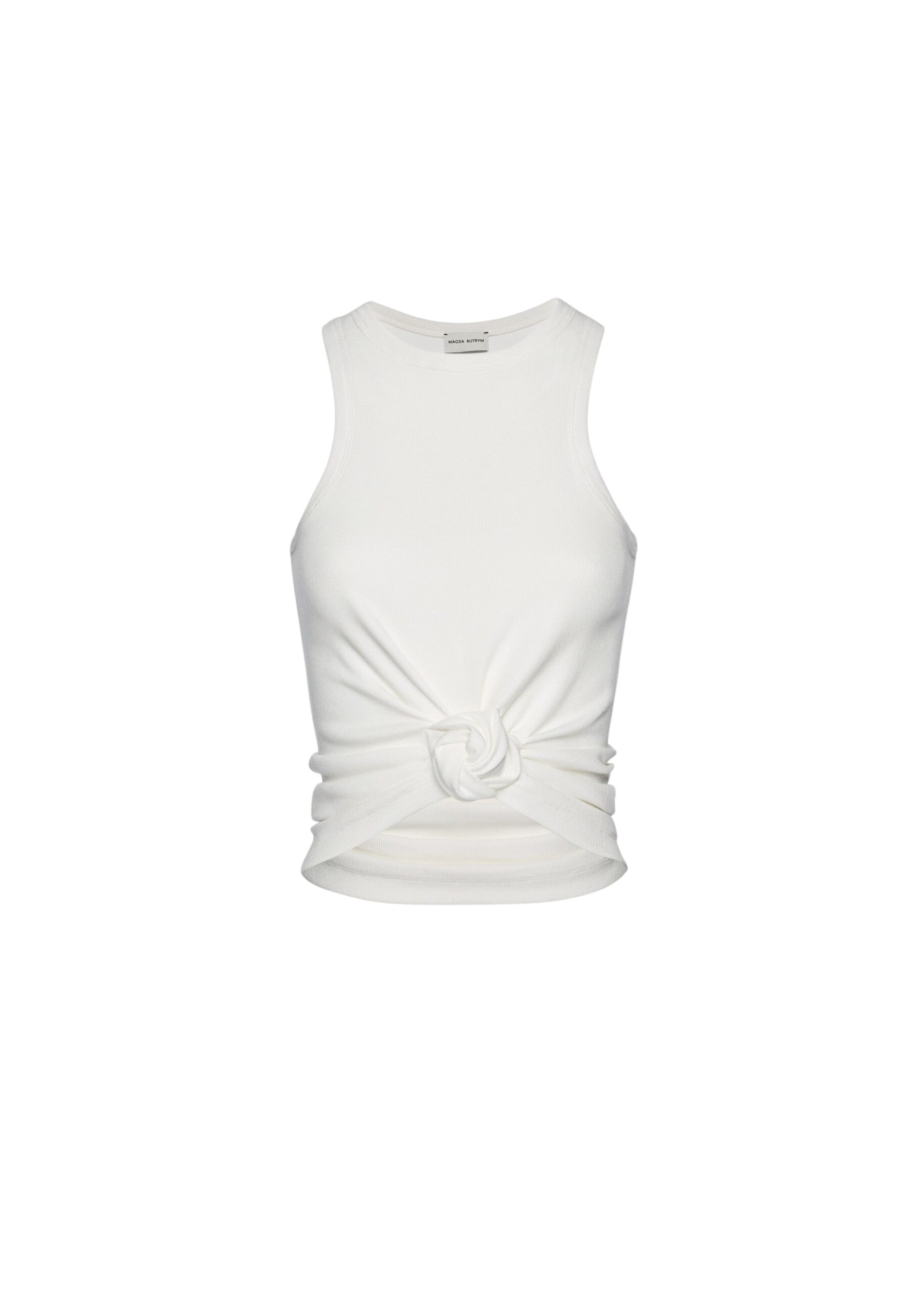 Magda Butrym Knotted ribbed tank top in cream