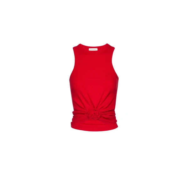 Magda Butrym Knotted ribbed tank top in red