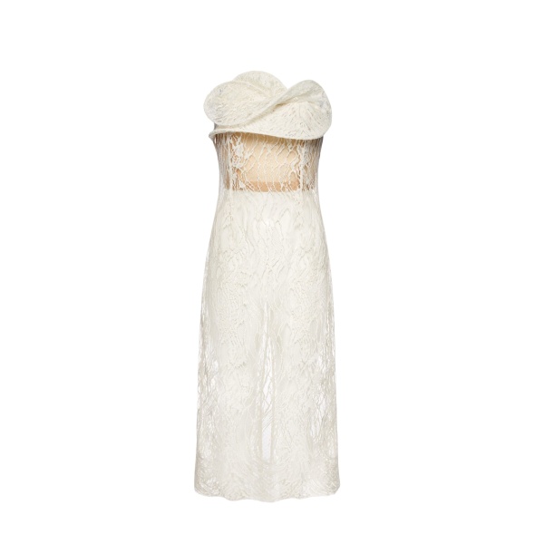 Magda Butrym Lace corset dress with sculptural neckline in cream