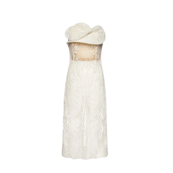 Magda Butrym Lace corset dress with sculptural neckline in cream