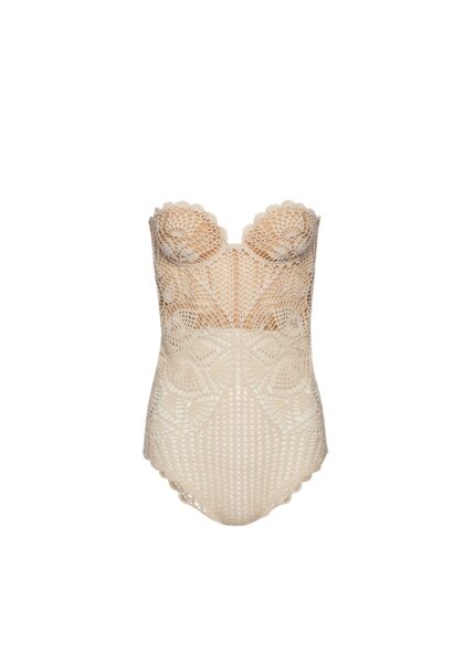 Magda Butrym Lace crochet bustier bodysuit in cream