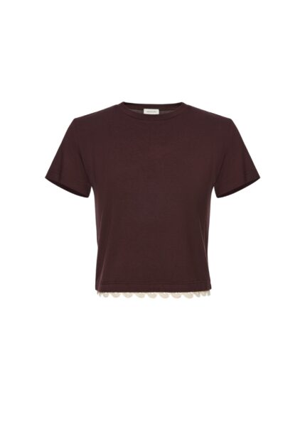 Magda Butrym Lace-detail classic t-shirt in brown