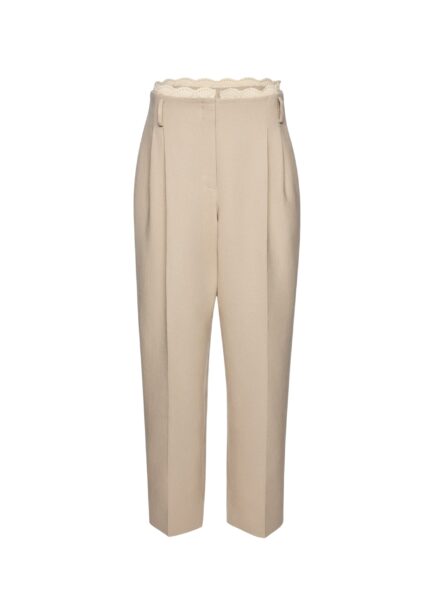 Magda Butrym Lace-detail linen tapered trousers in beige