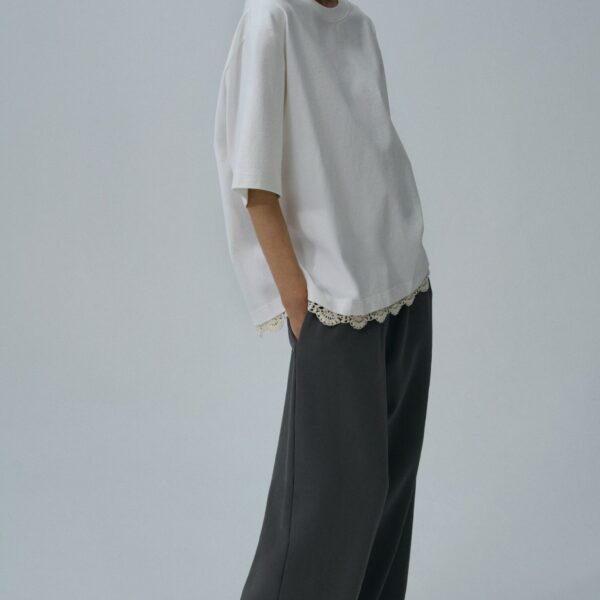 Magda Butrym Lace detail oversized t-shirt in white Top, view 2