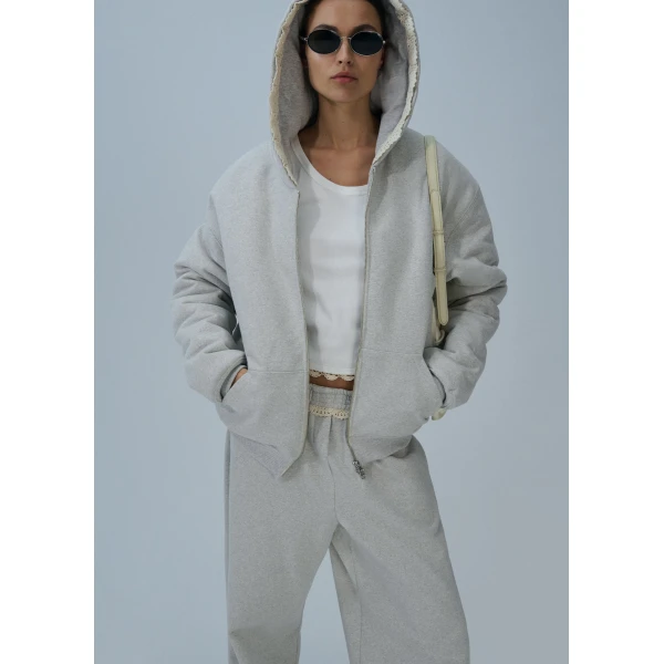 Magda Butrym Lace-detail sweatpants in grey, view 3
