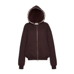Magda Butrym Lace-detail zip up hoodie in brown Top