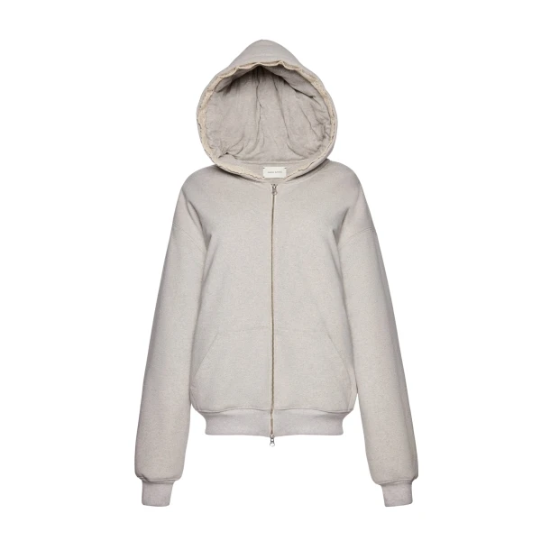 Magda Butrym Lace-detail zip up hoodie in grey Top
