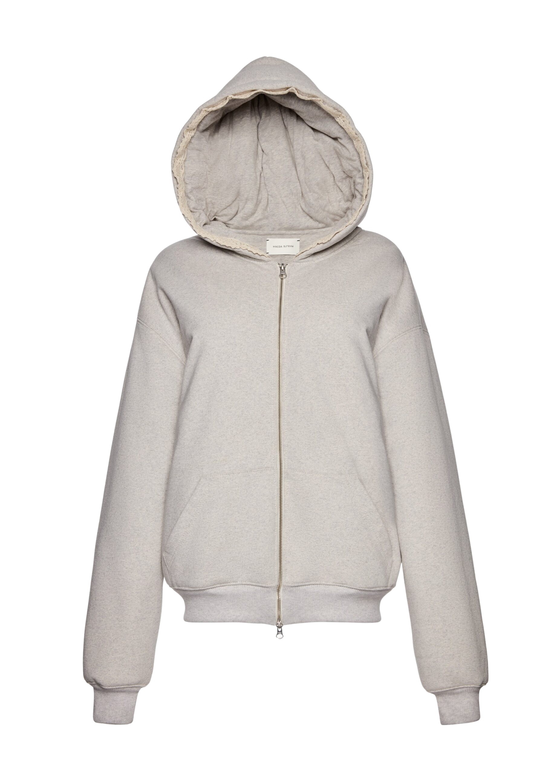 Magda Butrym Lace-detail zip up hoodie in grey Top