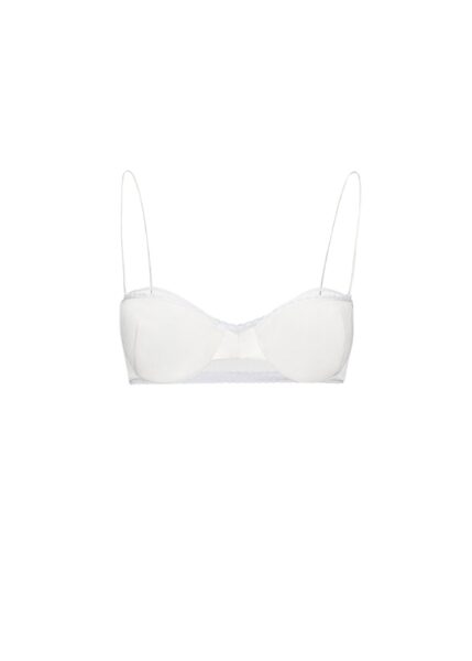 Magda Butrym Lace-trim silk bra in white