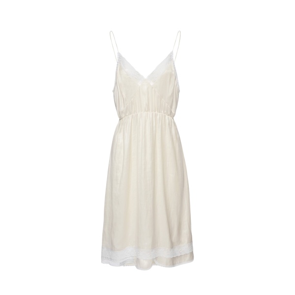 Magda Butrym Lace-trim slip midi dress in cream