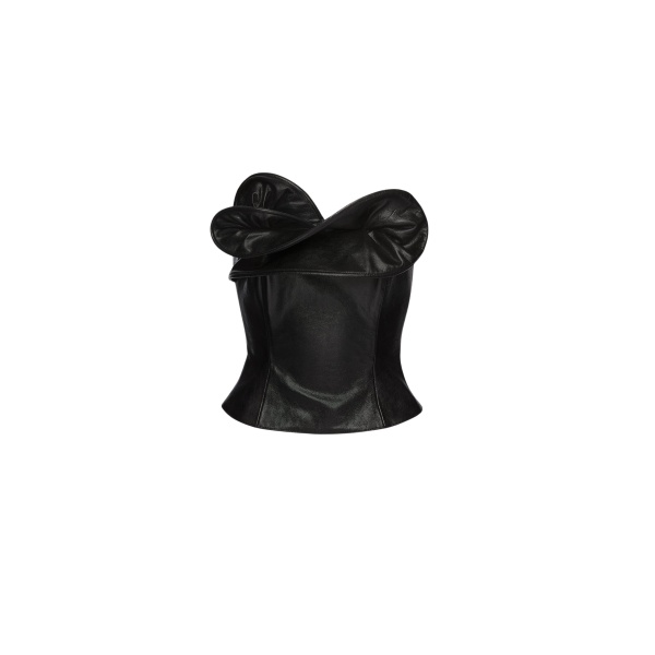 Magda Butrym Leather corset with sculptural neckline in black
