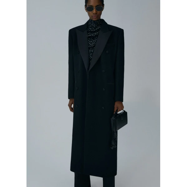 Magda Butrym Long classic wool coat in black, view 2