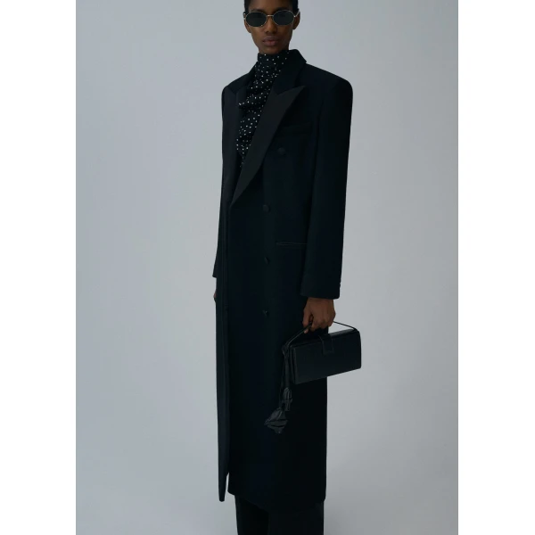 Magda Butrym Long classic wool coat in black, view 3