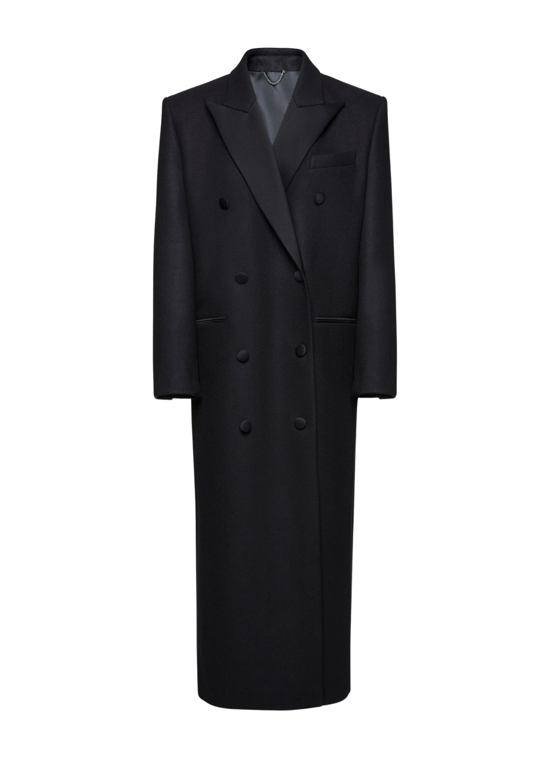 Long classic wool coat in black