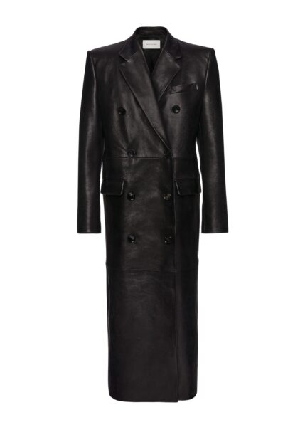 Magda Butrym Long leather tailored coat in black