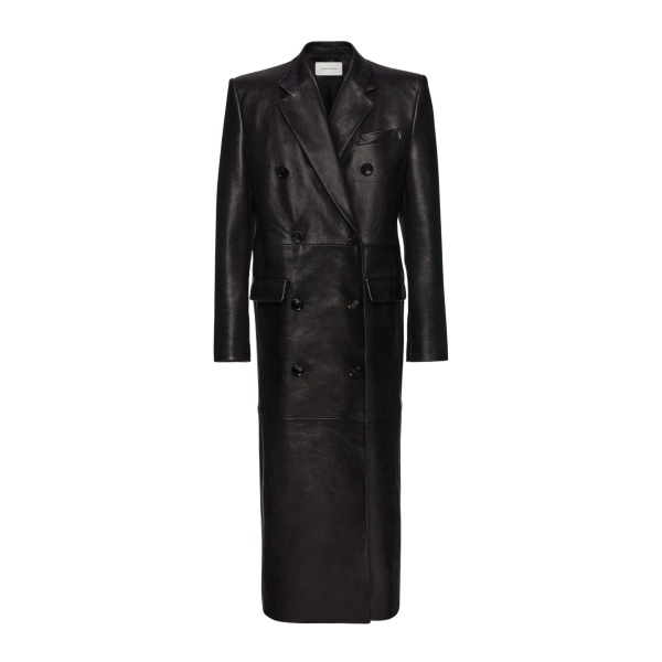 Magda Butrym Long leather tailored coat in black
