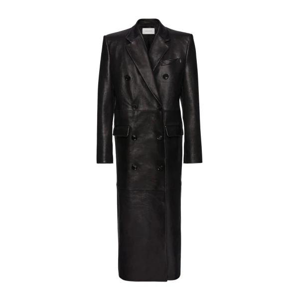 Magda Butrym Long leather tailored coat in black