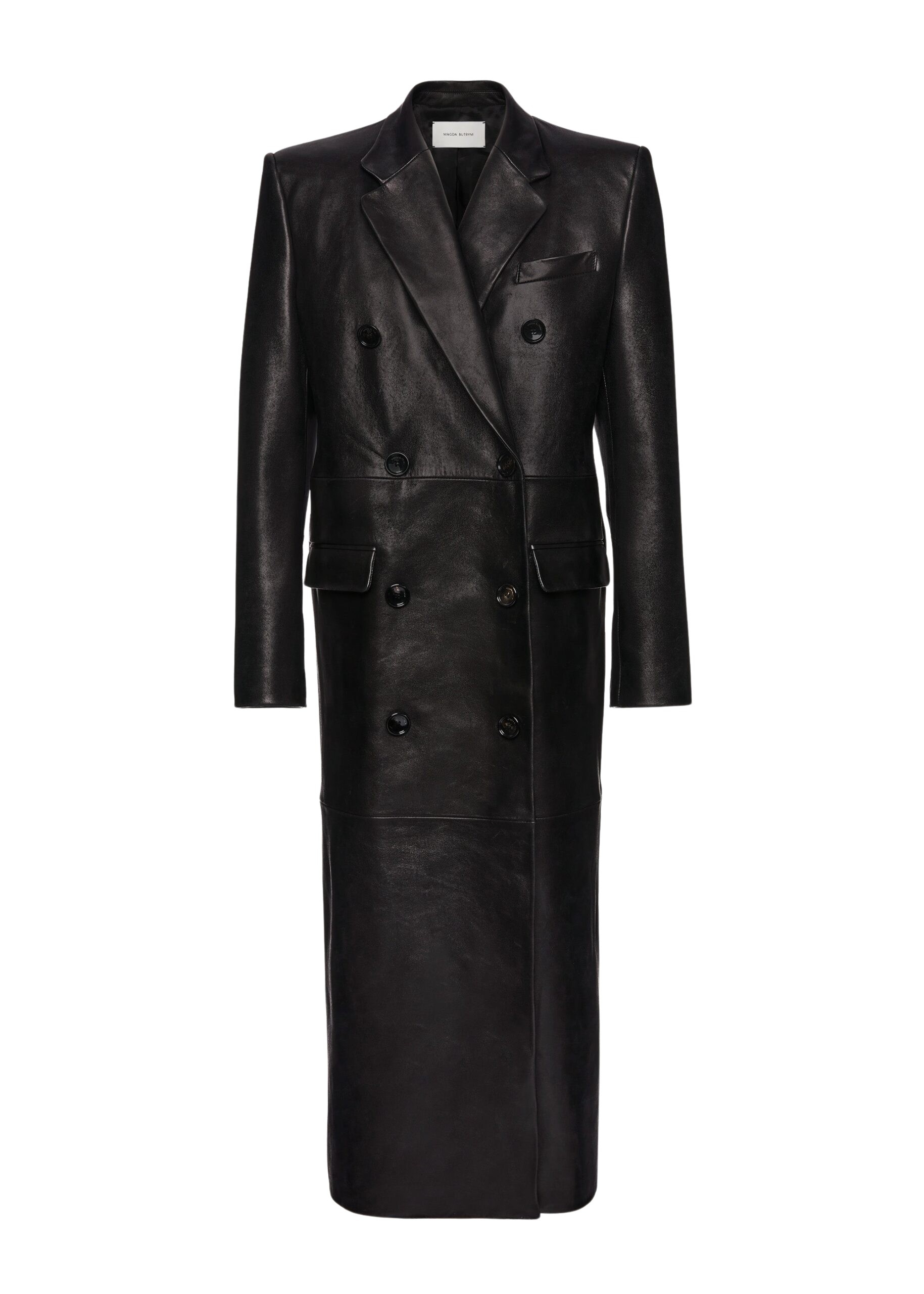 Magda Butrym Long leather tailored coat in black