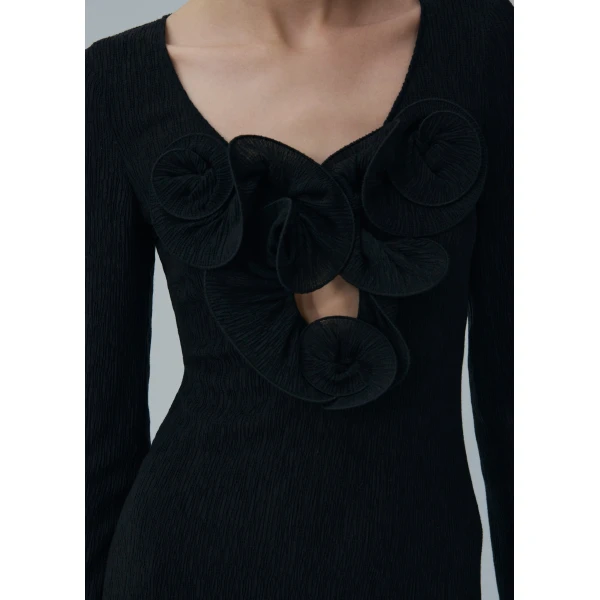 Magda Butrym Long sleeve crepe beach maxi dress in black, view 3