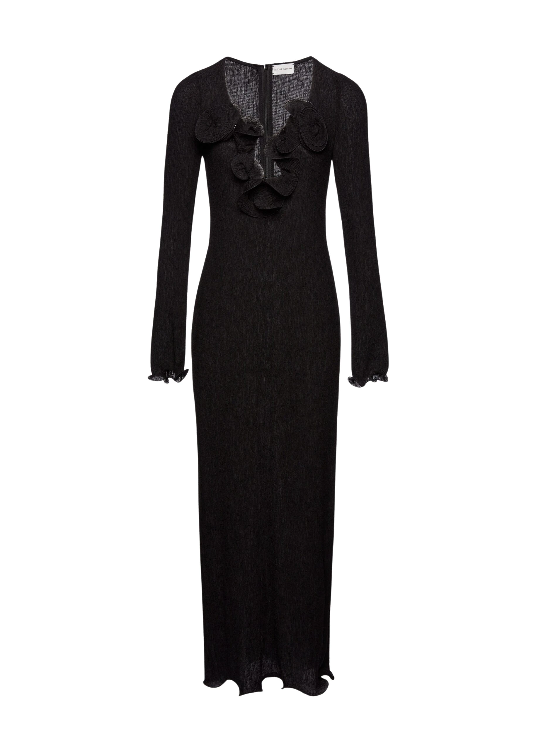 Magda Butrym Long sleeve crepe beach maxi dress in black