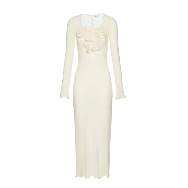 Magda Butrym Long sleeve crepe beach maxi dress in cream