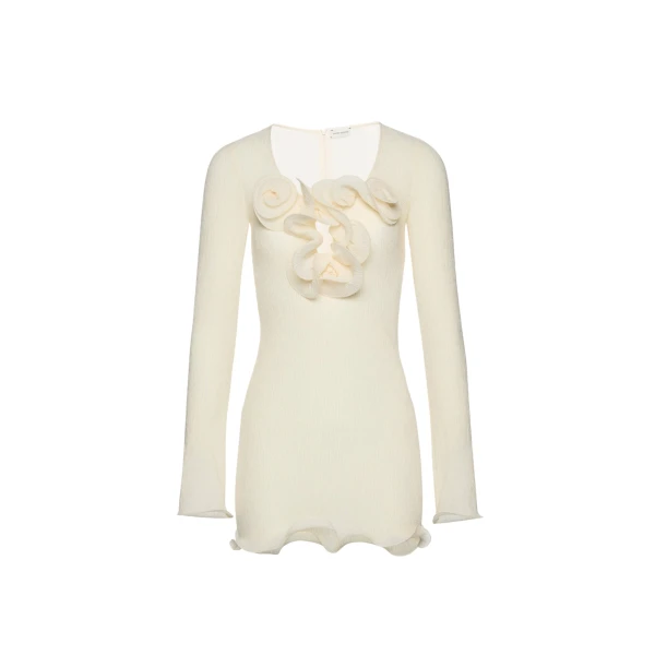 Magda Butrym Long sleeve crepe beach mini dress in cream
