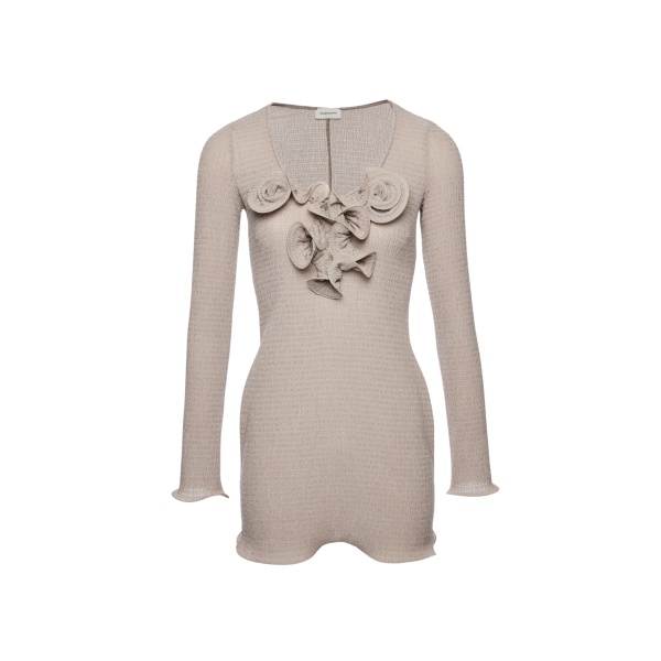 Magda Butrym Long-sleeve crepe beach mini dress in light brown