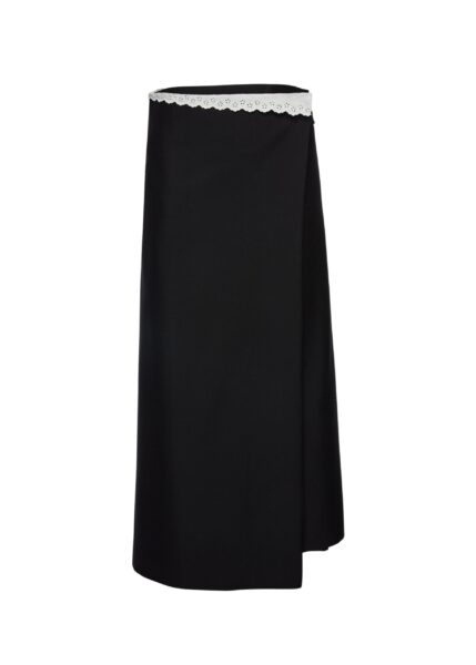 Magda Butrym Long wrap skirt with lace trim in black