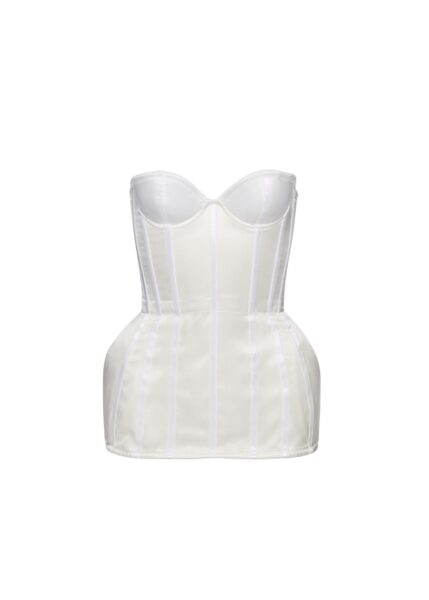 Magda Butrym Longline silk corset top in white satin