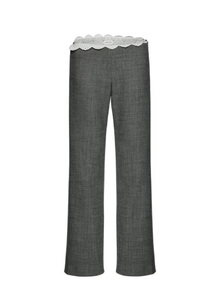 Magda Butrym Low-rise wool trousers with lace waistband in grey