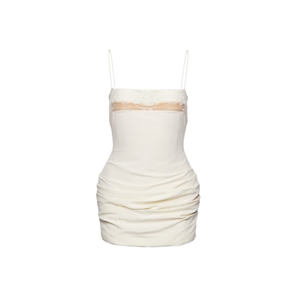 Magda Butrym Mini corset dress with lace neckline in cream