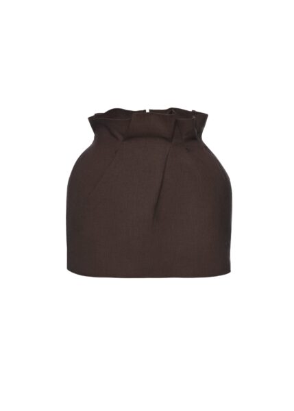 Magda Butrym Mini linen skirt with ruffled waist in brown