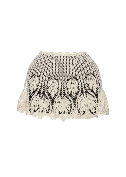 Magda Butrym Mini skirt with crochet overlay in cream