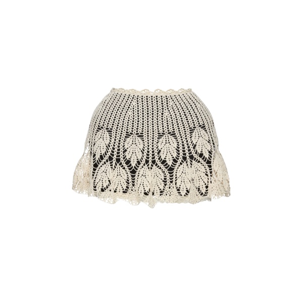 Magda Butrym Mini skirt with crochet overlay in cream
