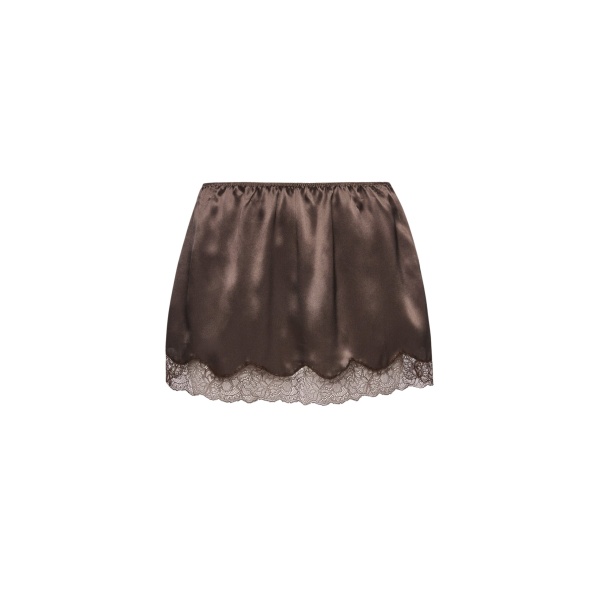 Magda Butrym Mini slip skirt with lace-trimmed hem in brown
