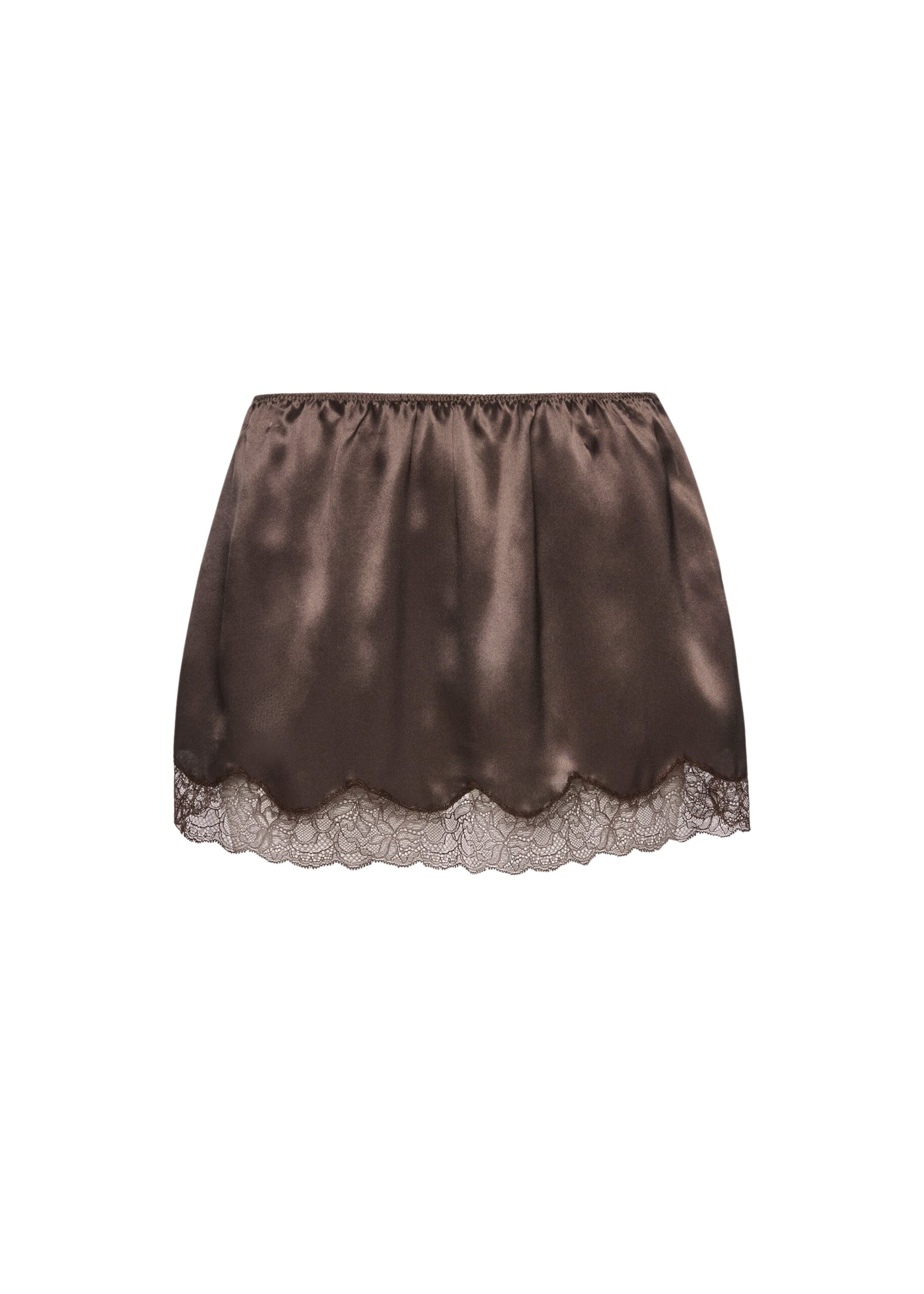 Magda Butrym Mini slip skirt with lace-trimmed hem in brown