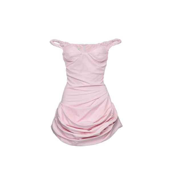 Magda Butrym Off-shoulder bustier denim dress in pink
