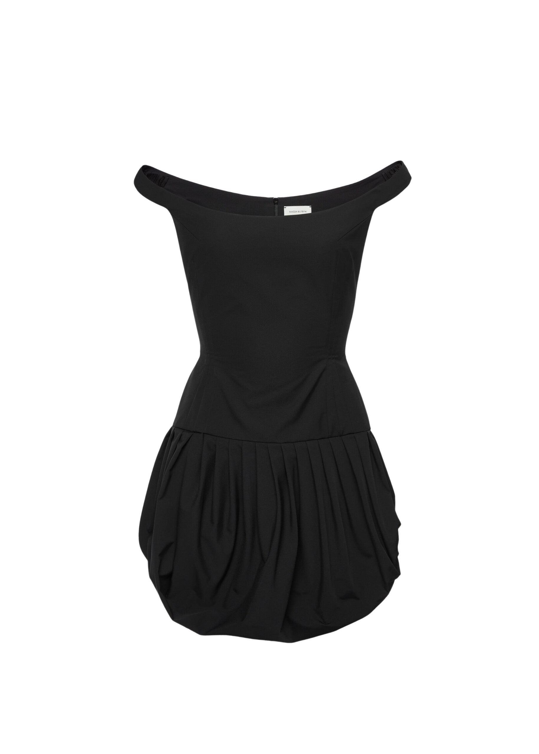 Magda Butrym Off-shoulder puff skirt mini dress in black